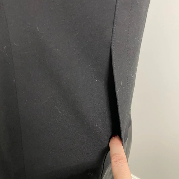 KF/Kaufman Franco Collection Onyx Leather Front Mini Dress Size 4 Sheer Cap Sexy - Picture 5 of 8